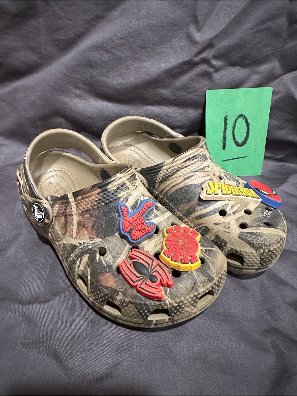 CROCS Kids Camouflage Spider-Man Jibbitz Clogs - Brown/Tan/Black